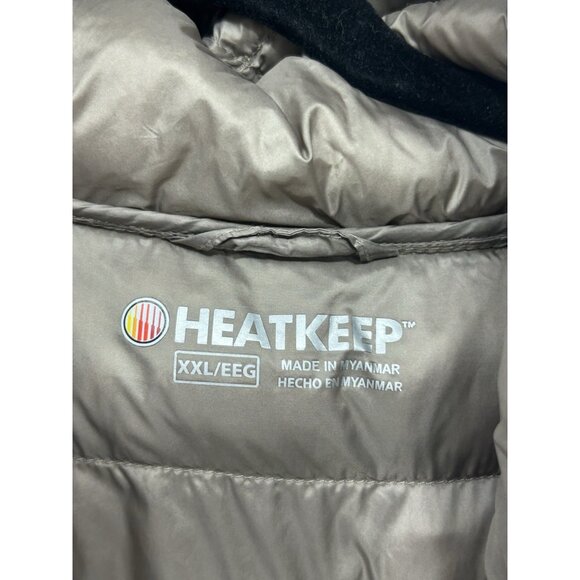 HEATKEEP Packable Down Puffer Jacket Womens XXL 2XL Taupe Tan Full Zip Coat - Picture 11 of 12